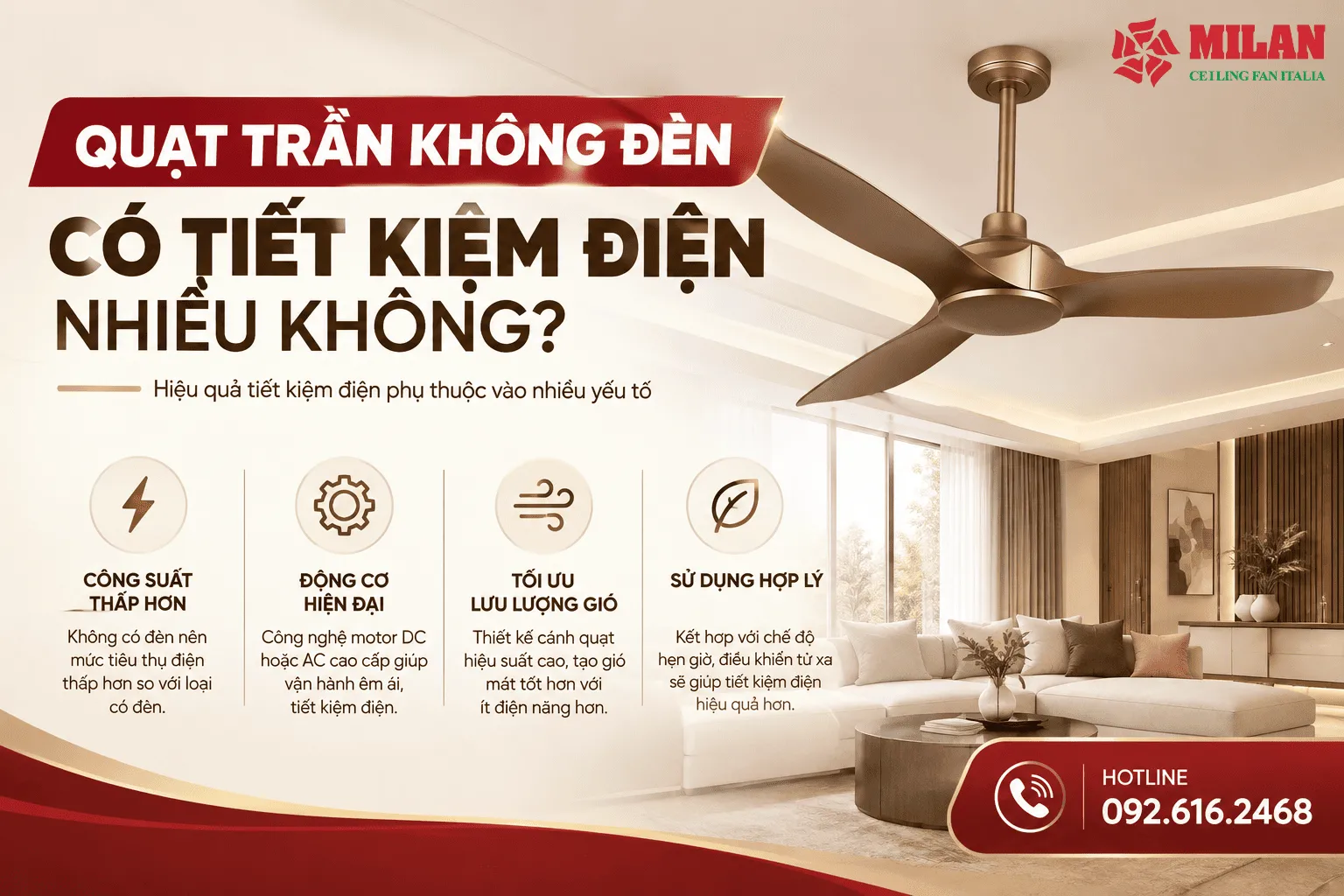 quạt trần không có đèn